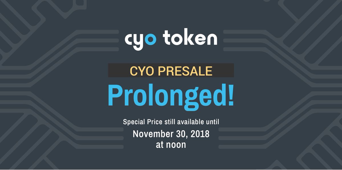 Even though CYO presale has been prolonged, be sure to get your wished for amount now - remember: First come, first serve. 💥Yes, on main sale there will be more tokens... but never again at this very special price.🙊  👉⛳ cyo-token.com/buy-token/login