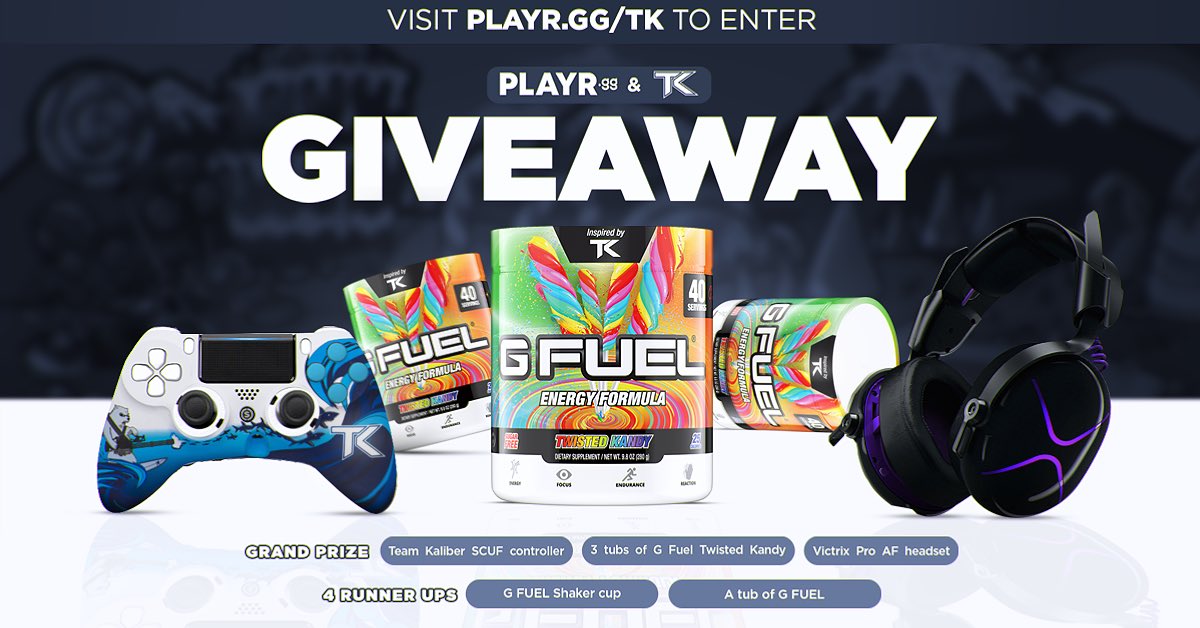 GFuelEnergy's tweet image. 🚨🚨🚨GIVEAWAY ALERT🚨🚨🚨

In honor of @TeamKaliber’s new #GFUEL flavor, we’ve teamed up with @PlayrGG &amp;amp; @VictrixPro to bring you this ballin’ Giveaway!!! 

🔥LIKE + RT + Click the link below to enter! 

ENTER HERE: PLAYR.GG/TK 👈😎