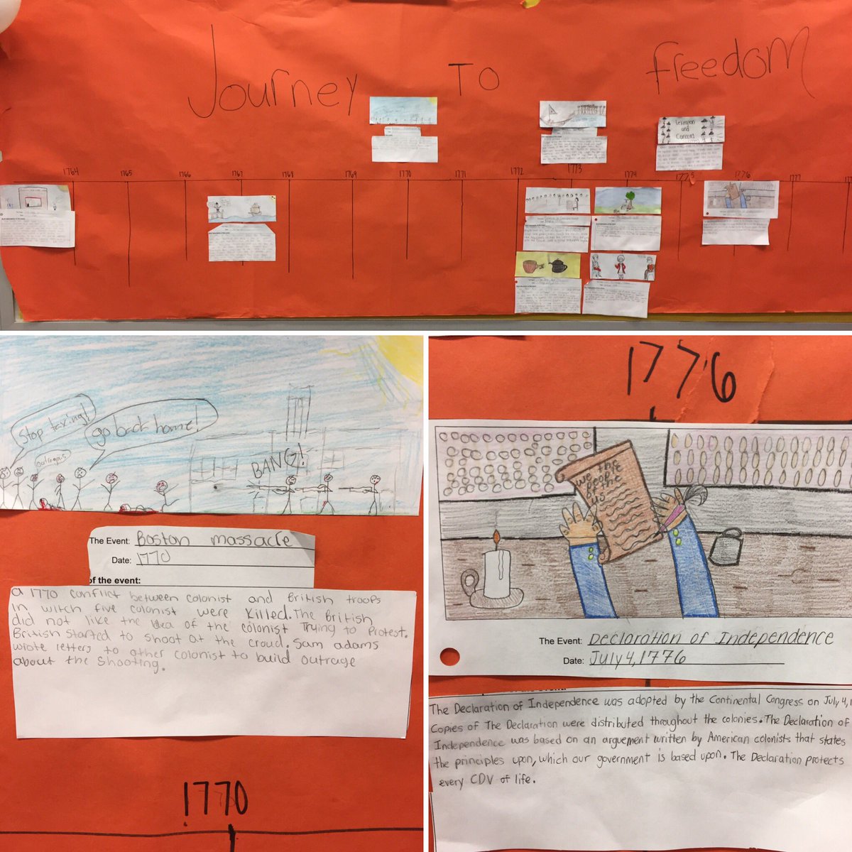 Mr_Beltran_NMS's tweet photo. Classes created timelines to help them answer the question: How and why did the relationship between Great Britain and her colonies change? #bamsknights #bamspln https://t.co/v8L9tuFl8u