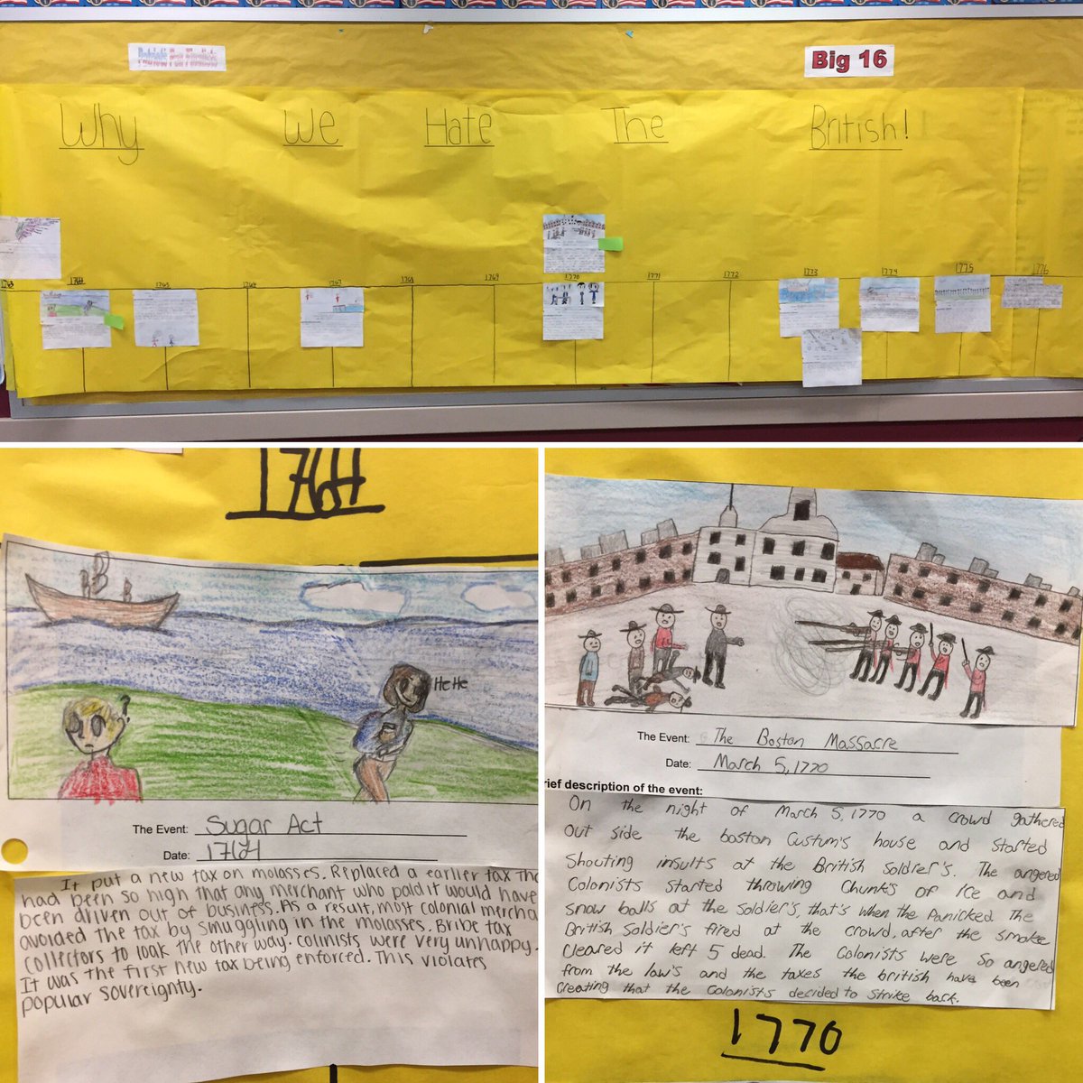 Mr_Beltran_NMS's tweet photo. Classes created timelines to help them answer the question: How and why did the relationship between Great Britain and her colonies change? #bamsknights #bamspln https://t.co/v8L9tuFl8u