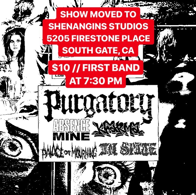 There’s been a venue change for tomorrow’s show. SPREAD THE WORD!