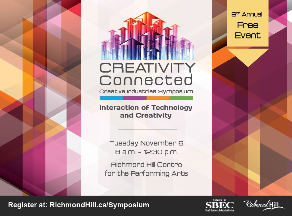 RH_EcDev's tweet photo. Thank you to our #CreativityConnected Partners - @BlueAntMedia #CanadaBusinessOntario @_Connectiv #F2Tech @InnovationYork @lumesmart @seancisterna @NextDimensionCA @ONEbusinessca #Ontario @promomarketing @qmulusca @TechConnex @Think_Fuel - Register now at https://t.co/Z0XrFX0QVR https://t.co/tPmecbQWlo
