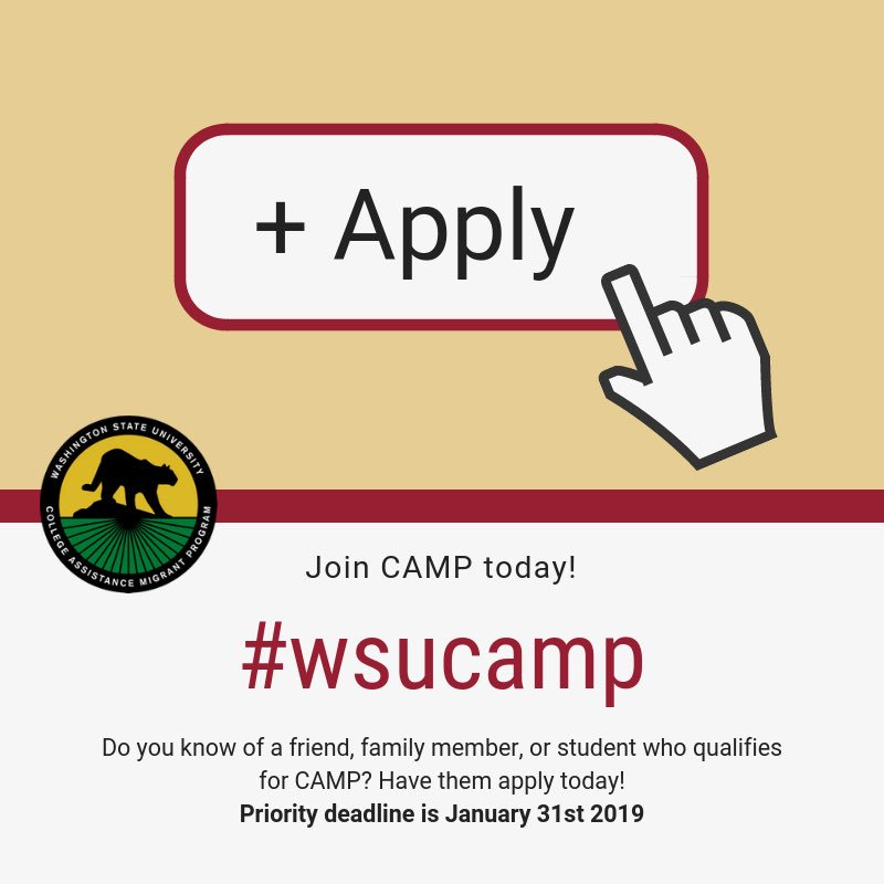 Guess what?! Our WSU CAMP 2019-2020 is already open! Let your friends, family, students and everyone know that we are taking applications as of now follow this link ➡️ camp.wsu.edu/apply/
#wsucamp #futurecougs #gocougs #vamoscougs
