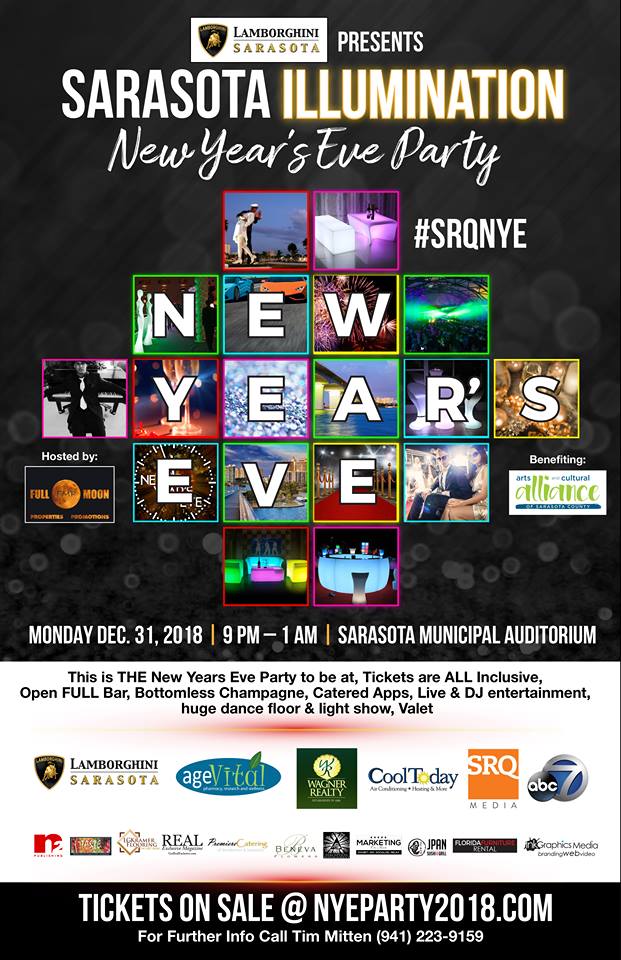 TheSRQParty's tweet photo. @Lamborghini of Sarasota is our presenting Sponsor for The Sarasota New Years Eve Illumination Party at Municipal Auditorium.  All Inclusive evening will welcome you onto the red carpet to Ring in 2019! #Sarasota #NewYearsEve #SRQNYE #Lamborghini  https://t.co/MuKYzdZieh https://t.co/UOY9y3QO5q