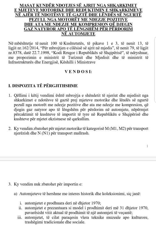 Loreta Hysa (@loreta_hysa) on Twitter photo Këshilli i Ministrave miratoi sot vendimin për ndalimin e importit të makinave më shumë se 10 vjet të vjetra nga viti i prodhimit!
Më shumë shëndet, më pak kosto ekonomike për secilin prej nesh! 🚗🍃
<a href="/KlosiBlendi/">Blendi Klosi</a> Këshilli i Ministrave miratoi sot vendimin për ndalimin e importit të makinave më shumë se 10 vjet të vjetra nga viti i prodhimit!
Më shumë shëndet, më pak kosto ekonomike për secilin prej nesh! 🚗🍃
<a href="/KlosiBlendi/">Blendi Klosi</a>