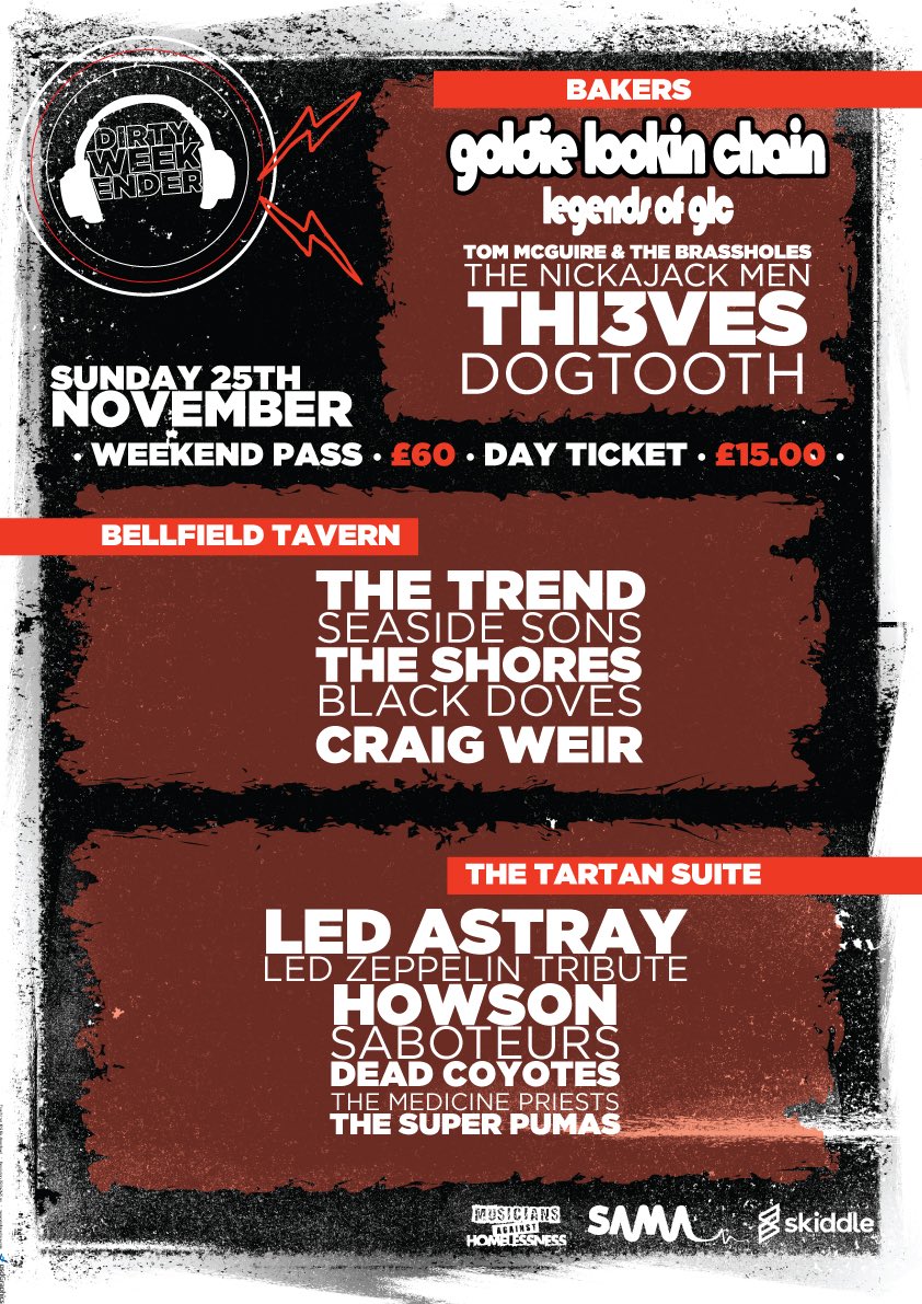 Our Sunday is looking good with <a href="/theGLC/">goldie lookin chain</a> <a href="/Thetrendglasgow/">The Trend</a> <a href="/theBrassholes/">theBrassholes</a> <a href="/LedAstray/">Led Astray</a> &amp; much more Tickets are available from <a href="/skiddle/">Skiddle</a> skiddle.com/e/13215191