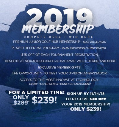HJGT's tweet photo. ONLY 3 WEEKS LEFT! Don’t miss your chance to save $50 off your 2019 Membership! To sign up, go to https://t.co/0pJExXEmen or call us at (407) 614-2962. #hjgt #competehere #winhere #juniorgolfhub #juniorgolf @JuniorGolfHub https://t.co/c7pJXtKpDn