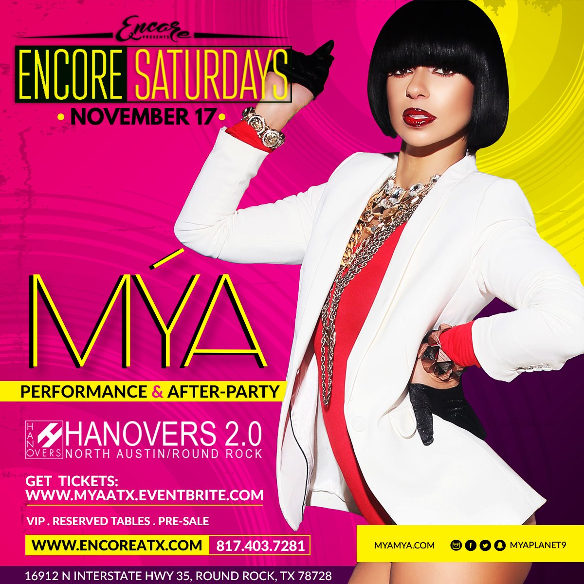Can’t wait to C U #Austin #TX ! Catch me live #Saturday #November17th <a href="/hanovers2/">Hanovers 2.0</a> #Hanovers 2.0 for #EncoreSaturdays ! 🎹🎶🎤💃🏽🎸🎉🙌🏽 For tix > myaatx.eventbrite.com / Details > myamya.com/events