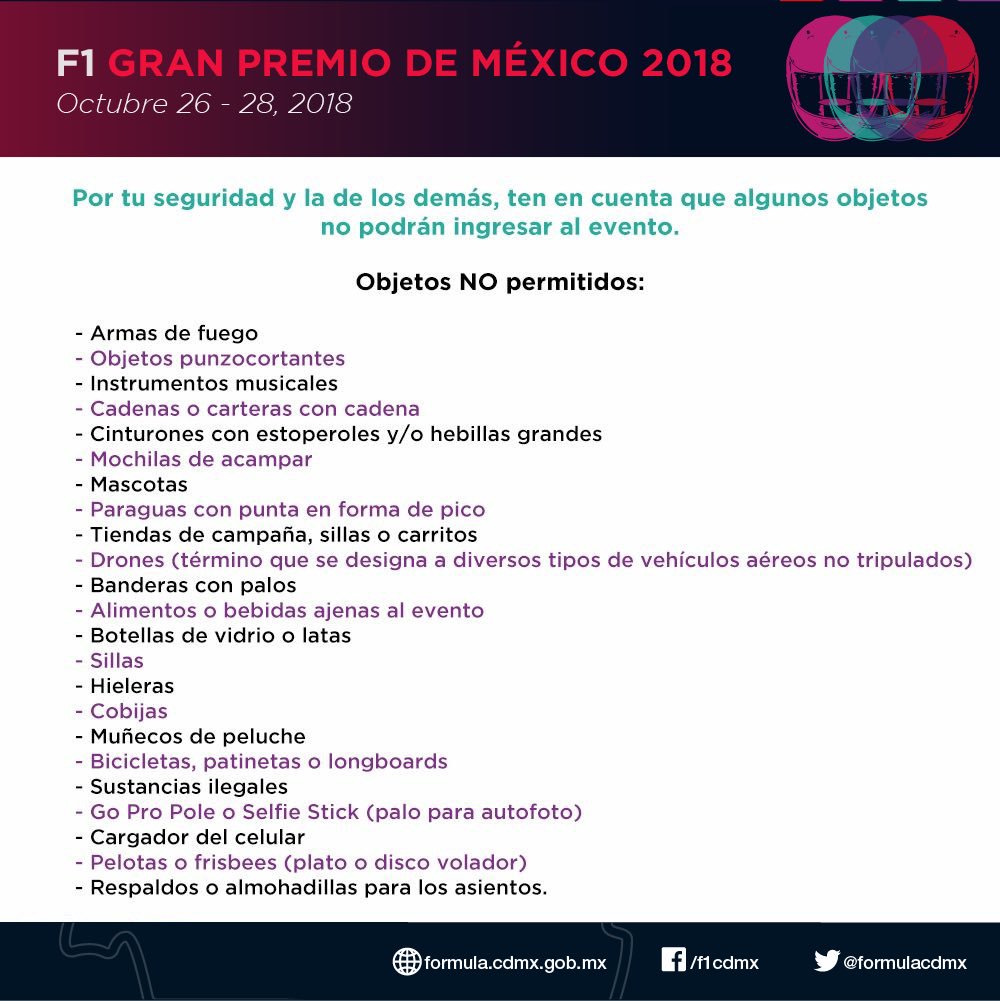 formulacdmx's tweet photo. Aquí los horarios de mañana sábado!👇🏼 #F1CDMX #F1ESTA #MexicoGP 🏎🏁 @locatel_mx @SPCCDMX https://t.co/LnwMoMyjTd