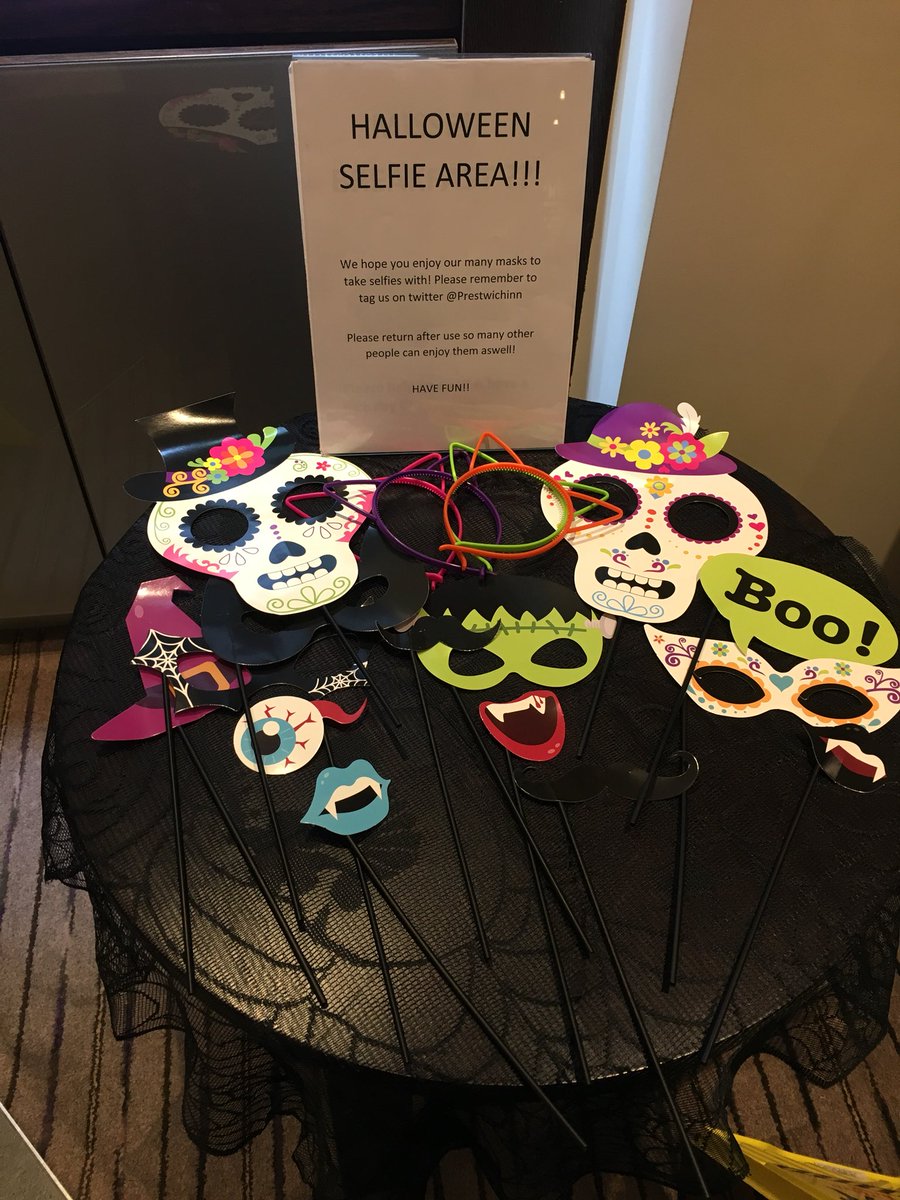 PrestwichInn's tweet photo. We are all ready for Halloween!! Reception starting to look very spooky for all our upcoming guests! #halloween #premierinn #prestwich https://t.co/r5fFvSiiZ5