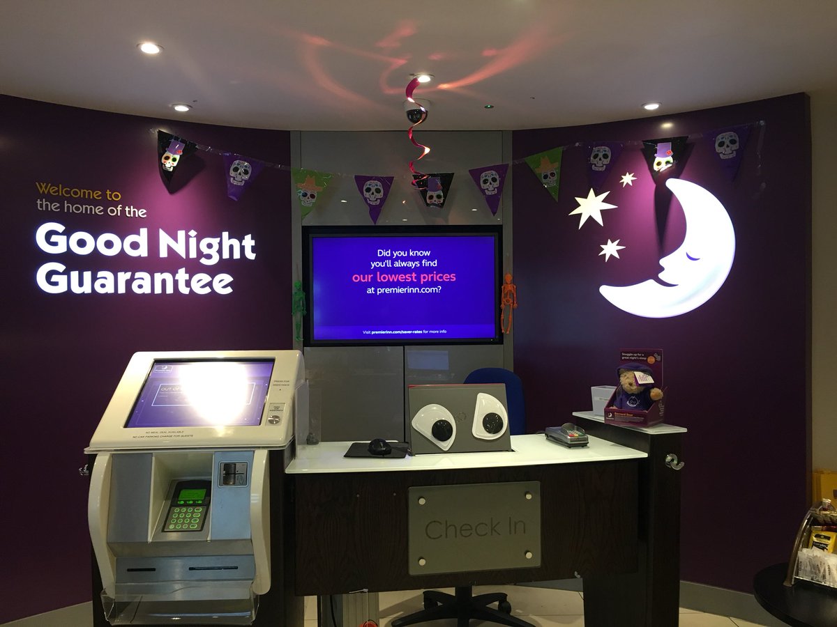 PrestwichInn's tweet photo. We are all ready for Halloween!! Reception starting to look very spooky for all our upcoming guests! #halloween #premierinn #prestwich https://t.co/r5fFvSiiZ5