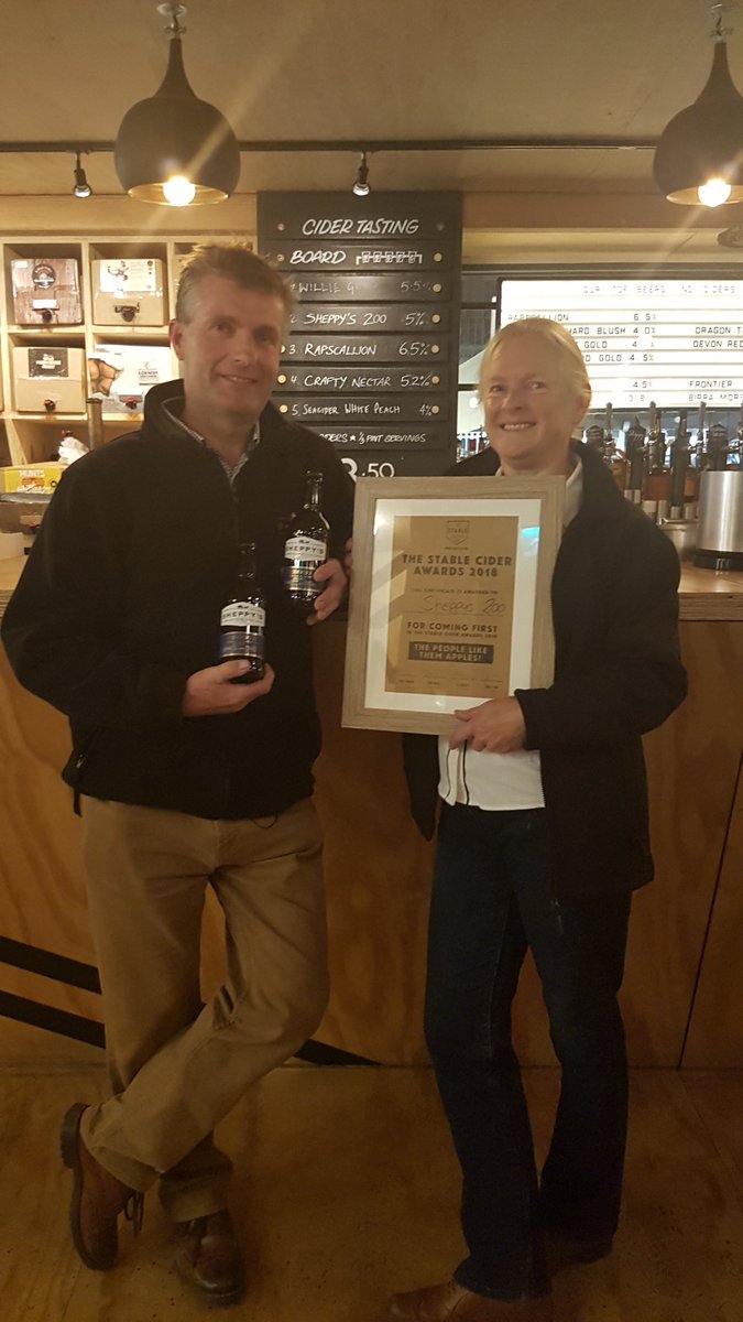 SheppysCider's tweet photo. Thank you @_TheStable! The Sheppys are delighted with the win and congratulations to all of the very worthy finalists #CideroftheYear https://t.co/bAs11CNX34