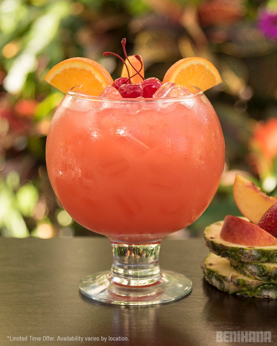 Benihana's tweet image. A bowlful of tropical flavors! Try our classic Benihana Punch served in a bowl for two.
