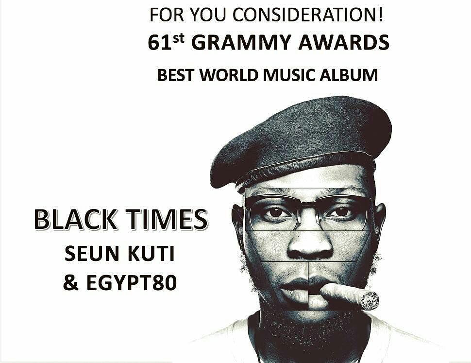 Egypt80Band's tweet photo. Dividends of hard work...@RealSeunKuti and the Egypt 80 Band nominated for Grammys...
#SeunKuti #FelaKuti #SeunKutiandEgypt80 #Egypt80 #Egypt80Band #BlackTimes #StruggleSounds #EverybodySayYeahYeah #UnaDeyHearWellWell @Afrobeat_World #SeunKutiforGrammy https://t.co/4BXWJ2AiC2