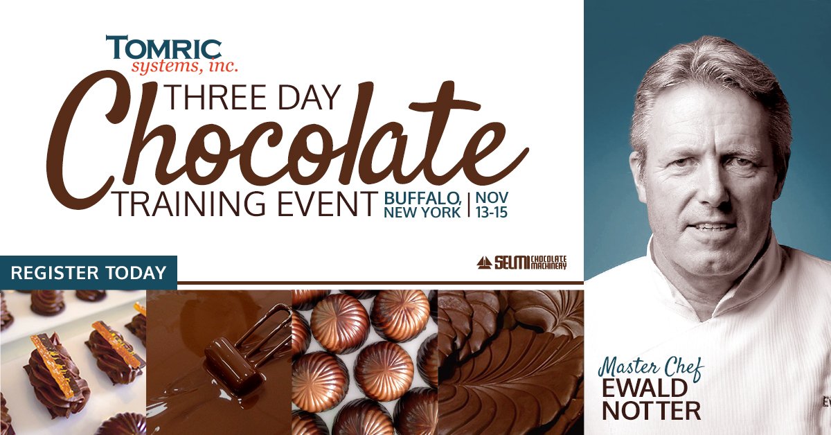 Few spots remaining! Register now for Tomric's three-day chocolate training event with master chef Ewald Notter. tomric.com/industry-news/…