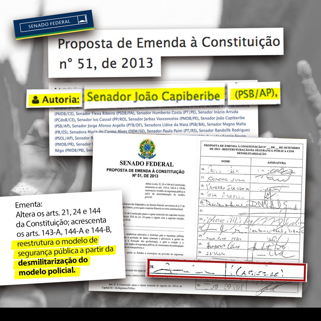 waldezoficial's tweet photo. Assinatura do senador Capi na PEC 51, que propõe a desmilitarização da polícia no Brasil. 🤷♂️ #EquipeW12 #DebateNaRecord https://t.co/PZXXs6JATN