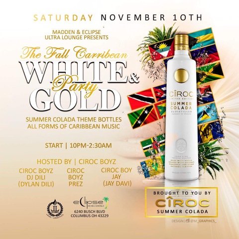 EclipseUltraLo2's tweet photo. 2018 White and Gold Fall Carribean Party ππ―π² π€ #whiteandgoldparty #ohiovibes #cbus #reggaesaturdays #columbusohio #Carribean #614living #dancehall #reggae https://t.co/m35Uf9a3Vz