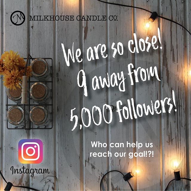 milkhousecandle's tweet photo. From Insta: We are soooooo close! Who's going to be the lucky person to help us reach 5,000 followers and get a Sticky Buns candle!?! Tag your friends! #getmorefollowers #stickybuns #milkhousecandles #madeinth... https://t.co/kEdw1uJQkN