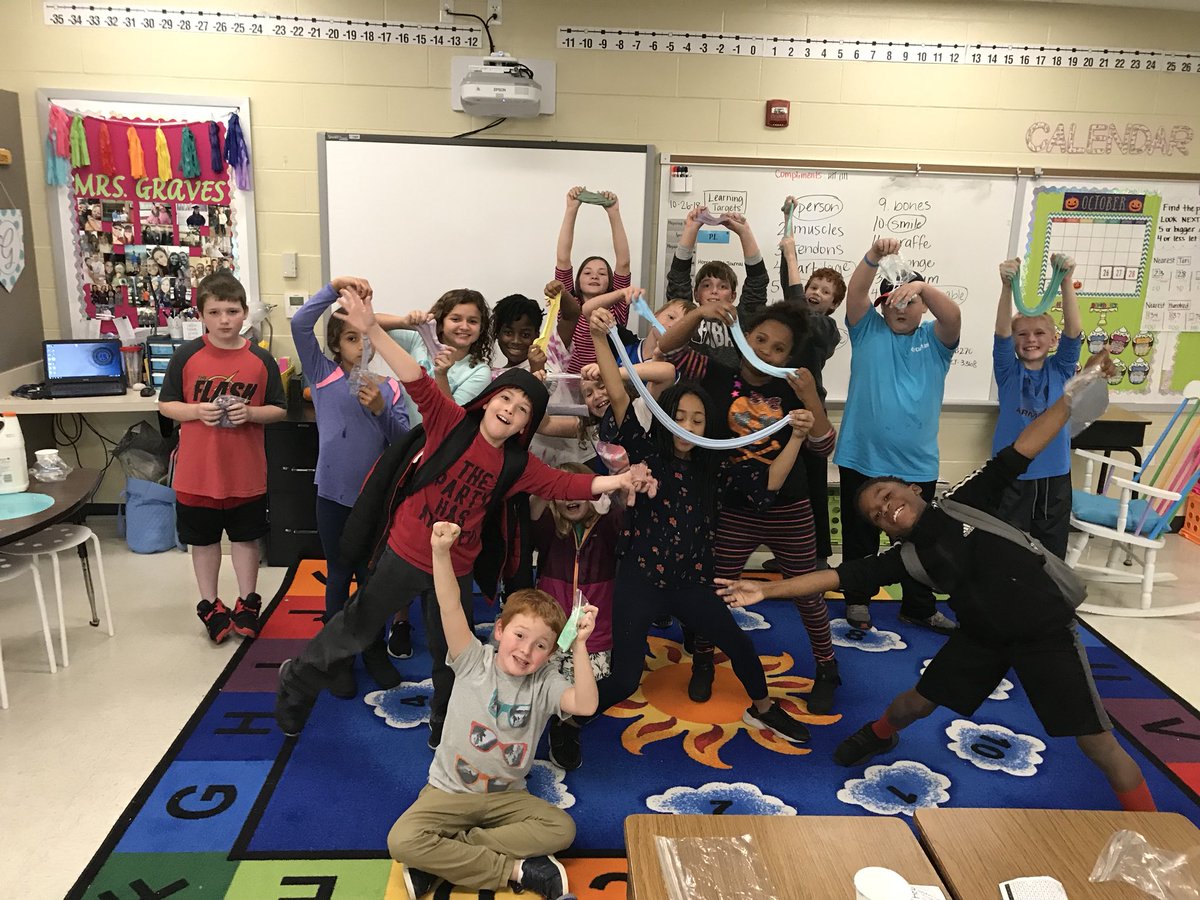 MrsGraves4th's tweet photo. Today we had a slimy celebration for reaching another class compliment goal. They really love their slime 😊 #sheisgolden https://t.co/AKUjjNeMWS