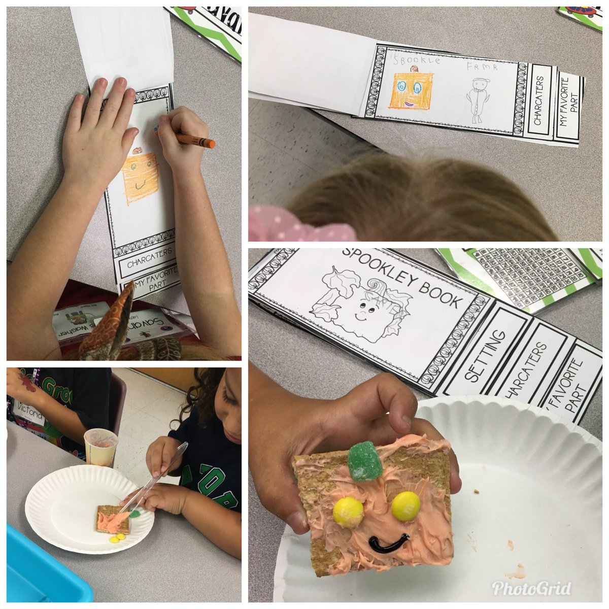 MrsHHopper's tweet photo. We reviewed setting, character, and our favorite part of the story...then we ate Spookley!!!  #spookleythesquarepumpkin #makingconnections https://t.co/o9csvFFW68