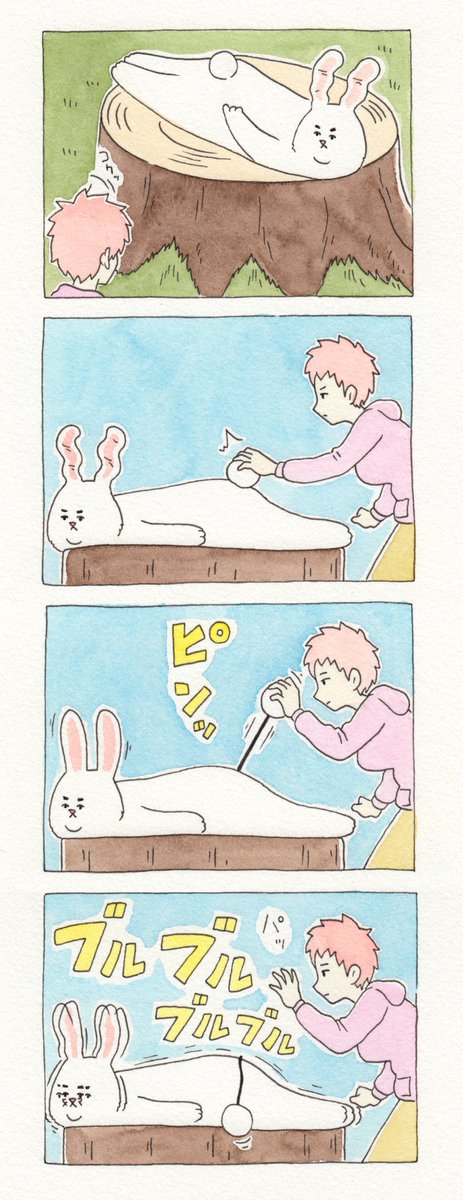 12コマ漫画「チャー子と耳シワシワ腹なでウサギ」https://t.co/imJaKTlml9　　チャー子スタンプ発売中！→ 