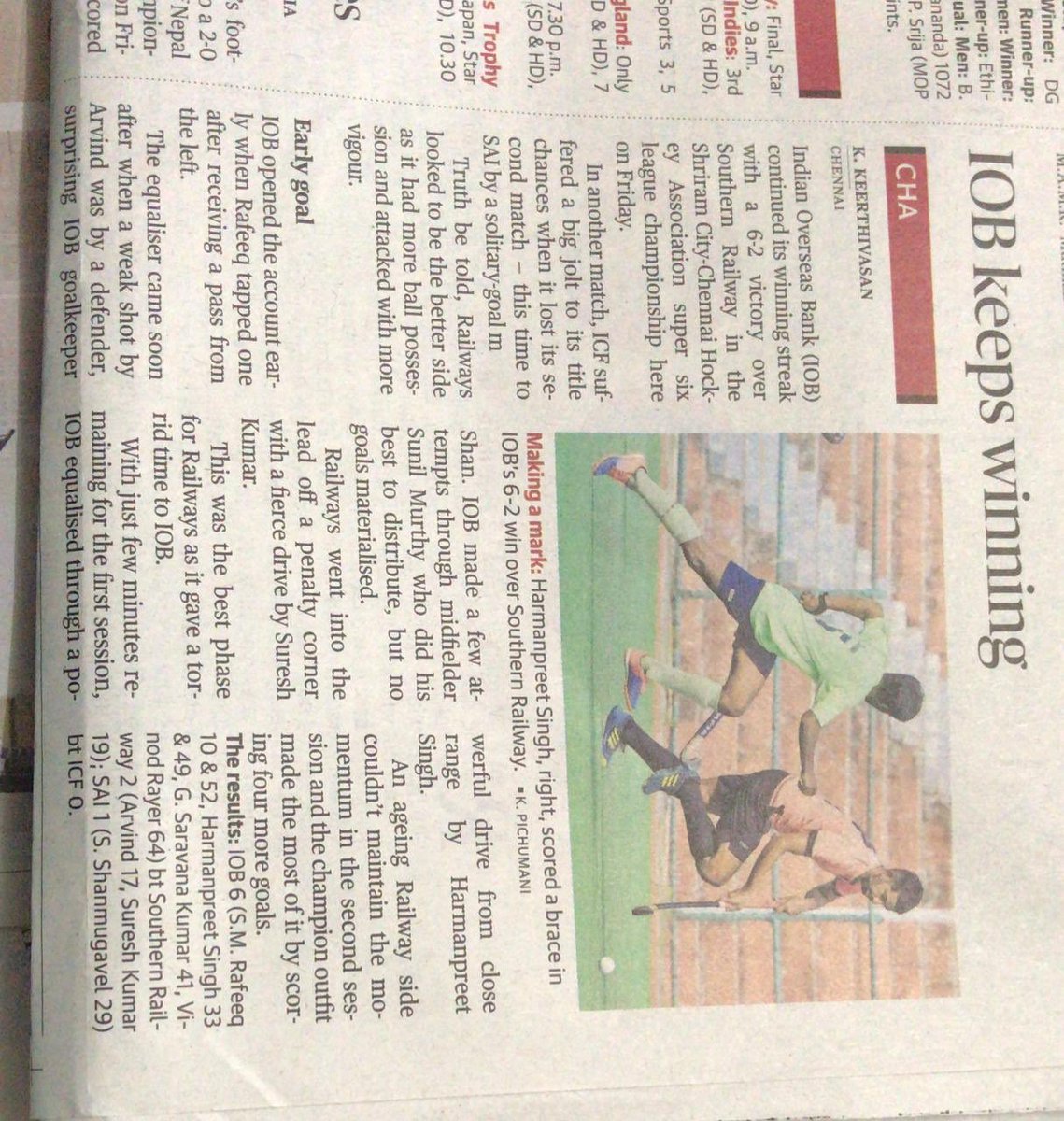 rskumar1512's tweet photo. Congratulations IOB Hockey team https://t.co/VxiiiRD7Hg