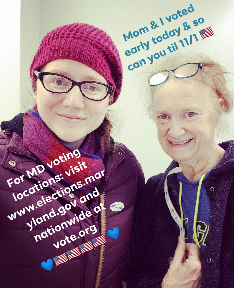 BanterMeg's tweet photo. @johncusack Mom &amp; I voted tonight! Take advantage of early voting now! For voting locations in MD:  https://t.co/aOKcpoLUiE &amp; nationwide: https://t.co/8ptGk2RoTG 💙🇺🇸💙 
PS: Hey @johncusack have ya used the Trump Stress Ball yet? Great to meet ya in Bmore last night! #VOTE #sayanythinglive https://t.co/qLGarWaEd5