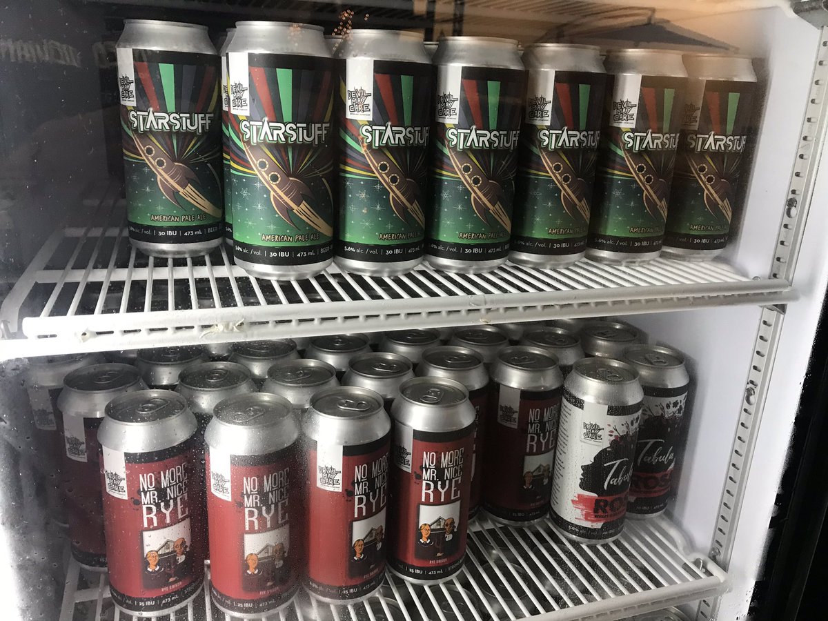 devilmaybeer's tweet photo. Itโs dark and dreary outside, but bright and shiny here. Starstuff is ready for take out in cans! #BrewItTo11 #WeAreMadeOfStarstuff https://t.co/wHQgnNSaH5