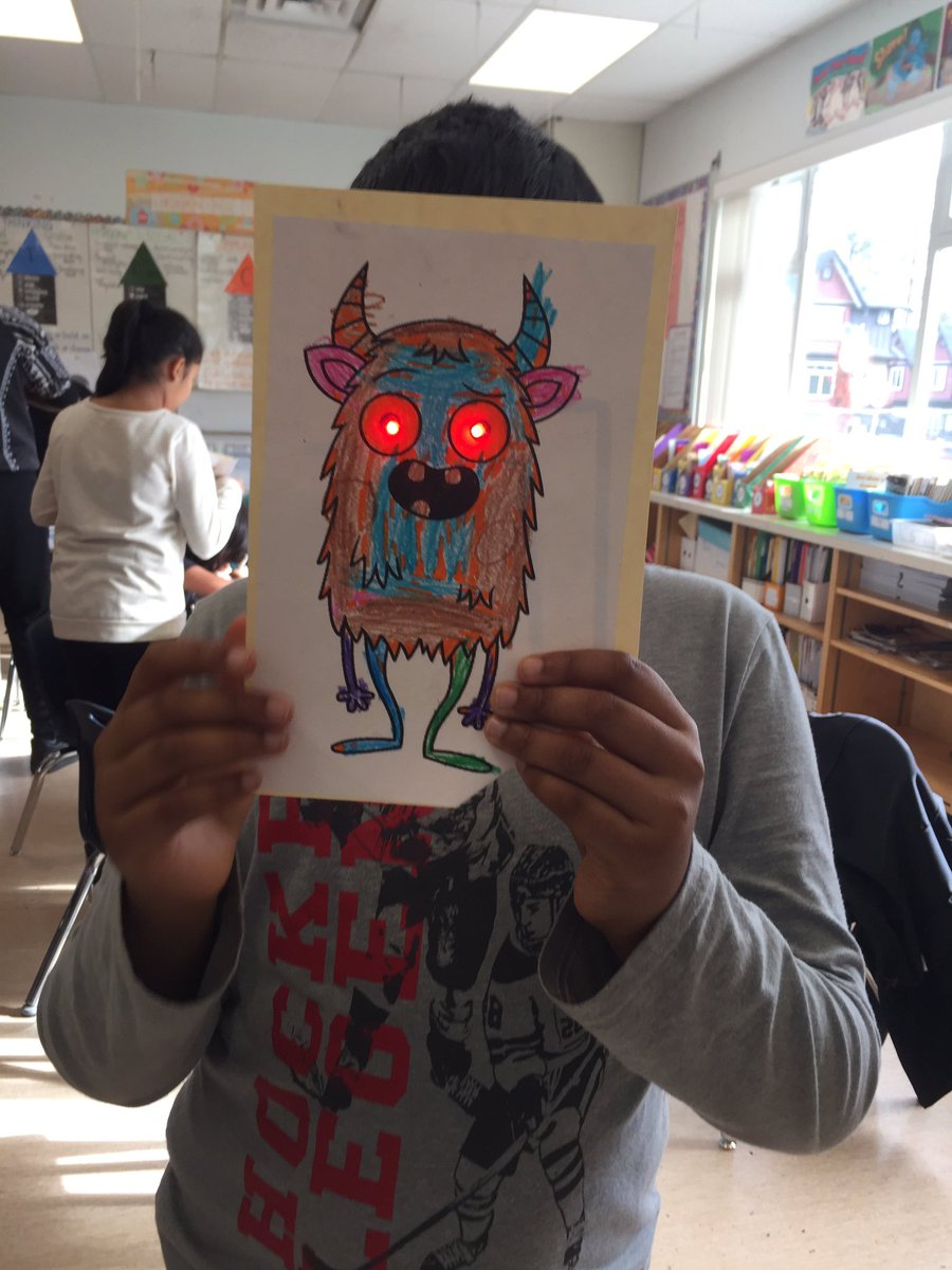 bnewb's tweet photo. Paper circuit monsters with grade 3 buddies! #sd36learn #gvlearn #adst https://t.co/ZDgjvLaopf