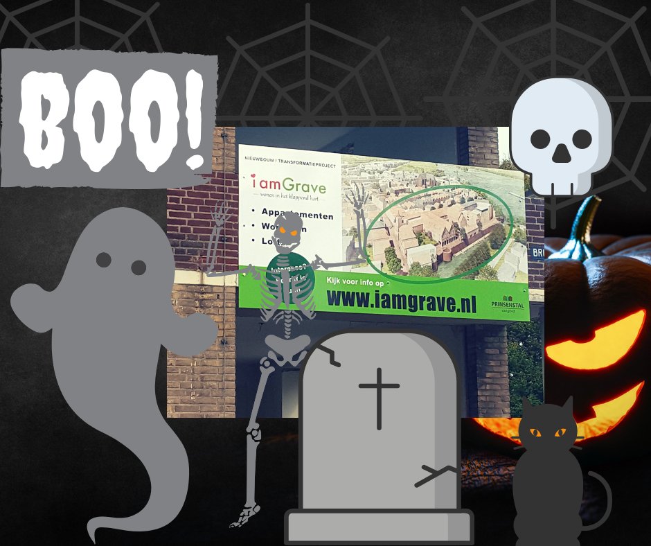 granaatappeltje's tweet photo. Stel, je bent tekstschrijver én communicatieadviseur en je woont in wereldstad Grave. En daar komt een gewéldig woningbouwproject. Met een slogan waar de citymarketing van Amsterdam een puntje aan kan zuigen! Trick or treat: #areyougravetoo? @slechteslogans https://t.co/XM9akpuMis