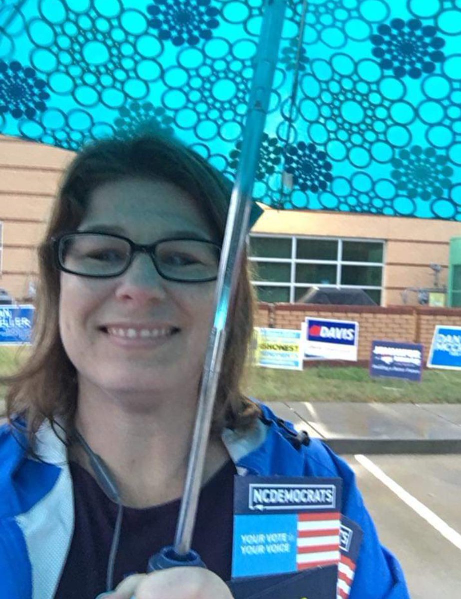JenBNChouse69's tweet photo. No days off! Out in the rain meeting voters! #team4unioncounty #nchouse #EarlyVoting https://t.co/mjmu9DbZG9