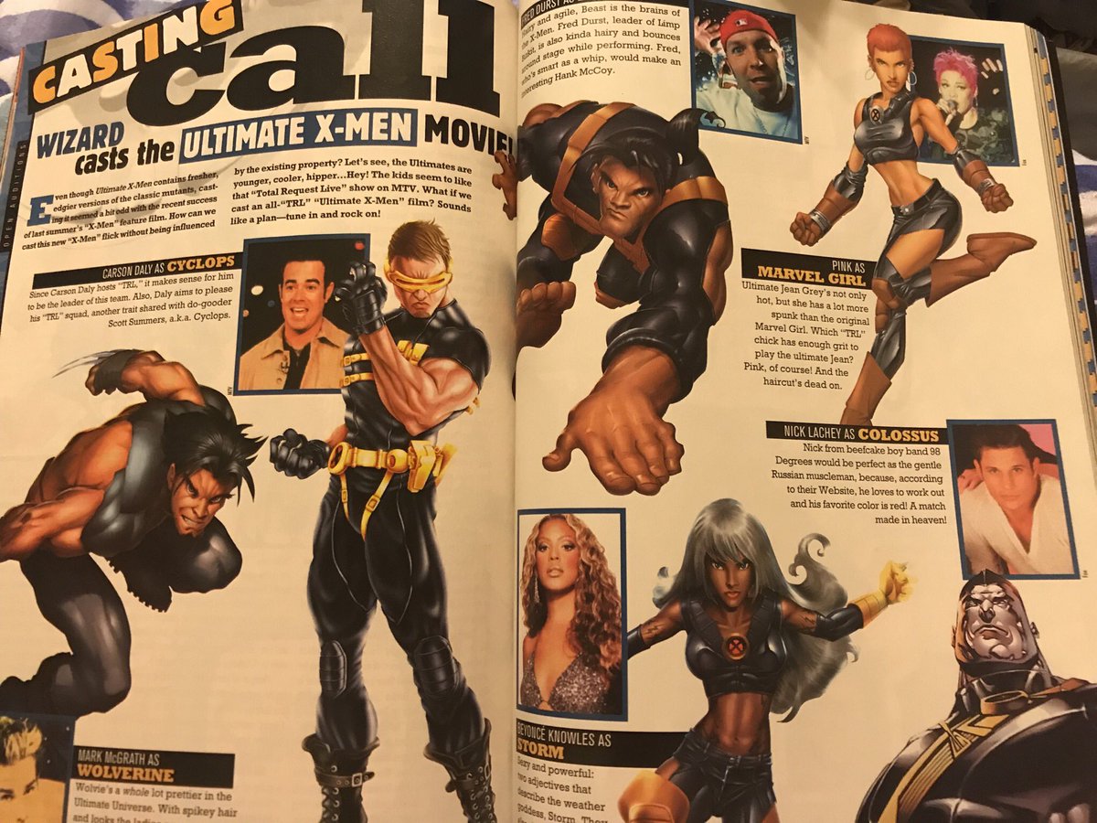 PeterMelnick's tweet image. From an issue of Wizard Magazine circa October 2001. This is so early 2000s it hurts. #Xmen #Marvel #numetal