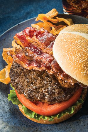 The Beef-on-Beef Burger featuring Certified Angus Beef Schmacon!