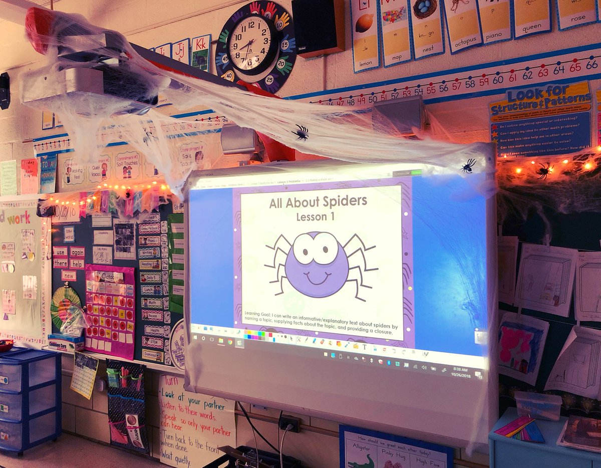 Today we started our spider research. To increase student engagement, I covered the board with cob webs and spiders 🕸🕷 They LOVED it! It was so quiet while they researched that I could have heard a pin drop!