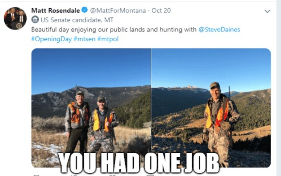 statefrauditor's tweet photo. So maybe next time we’ll check the coordinates before taking a public lands photo-op. In my defense, I thought we were still in Maryland. https://t.co/tu328SevKZ #mtpol #mtsen https://t.co/j4Qwz9rB5P