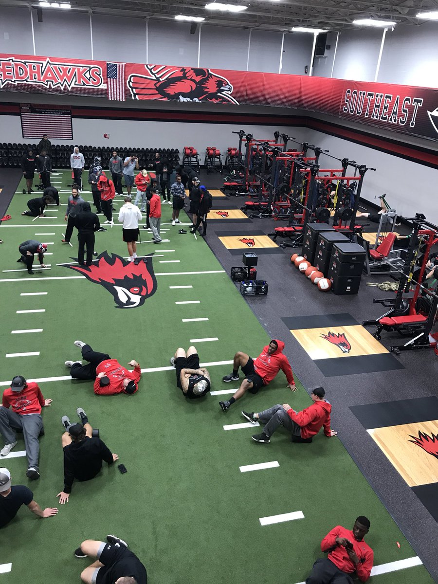 Redhawkstrength's tweet photo. The preparation isn’t over for @SEMOfootball !  Team snack and mobility for @CoachTuke ‘s men #BrickByBrick https://t.co/xf8F1qrUoe