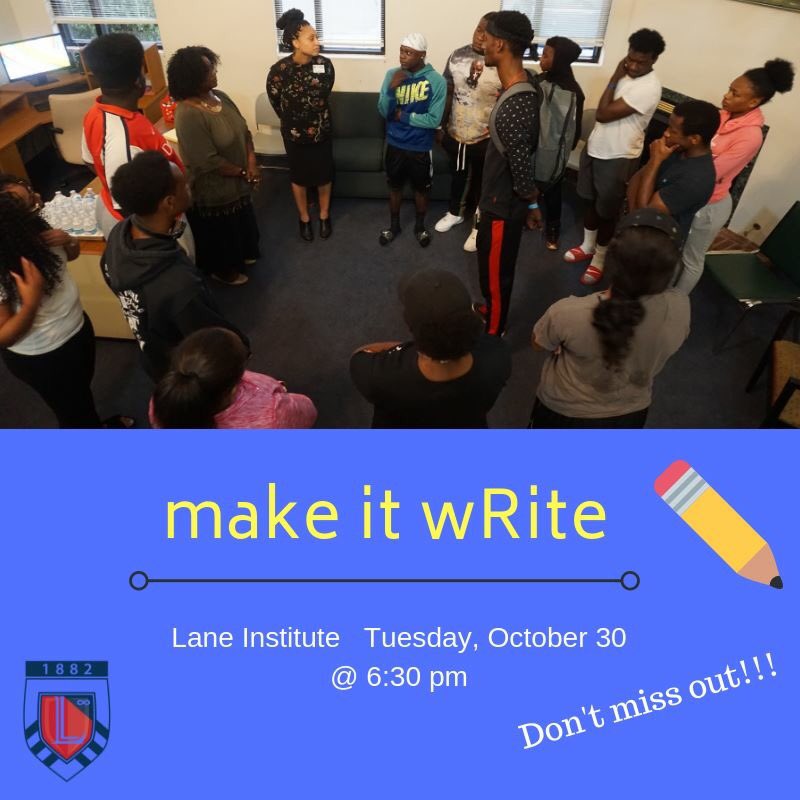 thelanecollege's tweet photo. Students looking for an outlet come to make it wRite in Lane Institute.
Sponsored by Lane Institute and the Office of the Counselor.
#LaneCollege #LaneInstitute #LCHealth #HBCU https://t.co/OYAVnxgJSt