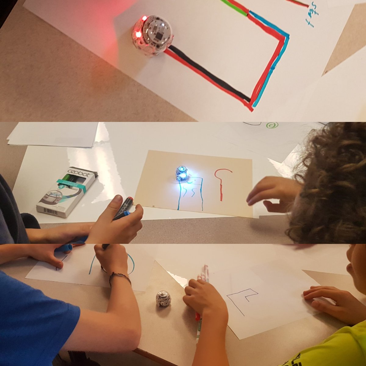 Minzley's tweet image. Willows coding enrichment class in full force! Coding #ozobots in grade 4/5! #teacherslearningcode #coding #willowslearn #sd61learn #sd61 #gvtla