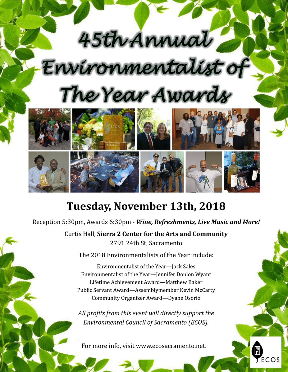 Thank you, #sacenviroawards sponsors: Andy Sawyer and Carol Bingham, <a href="/RadioKvmr/">KVMR Community Radio</a>, Earl Withycombe, <a href="/SMUDUpdates/">SMUD</a>, Moniz Family Wines, <a href="/AQMD/">Sac Metro Air District</a>, <a href="/RideSacRT/">Sacramento Regional Transit</a>, Tony and Margie DeRiggi, Barry L. Wasserman &amp; Judith Michalowski, The Green Incubator, <a href="/PSRSac/">Physicians for Social Responsibility Sacramento</a>, Sean Wirth and Cynthia Garcia!
