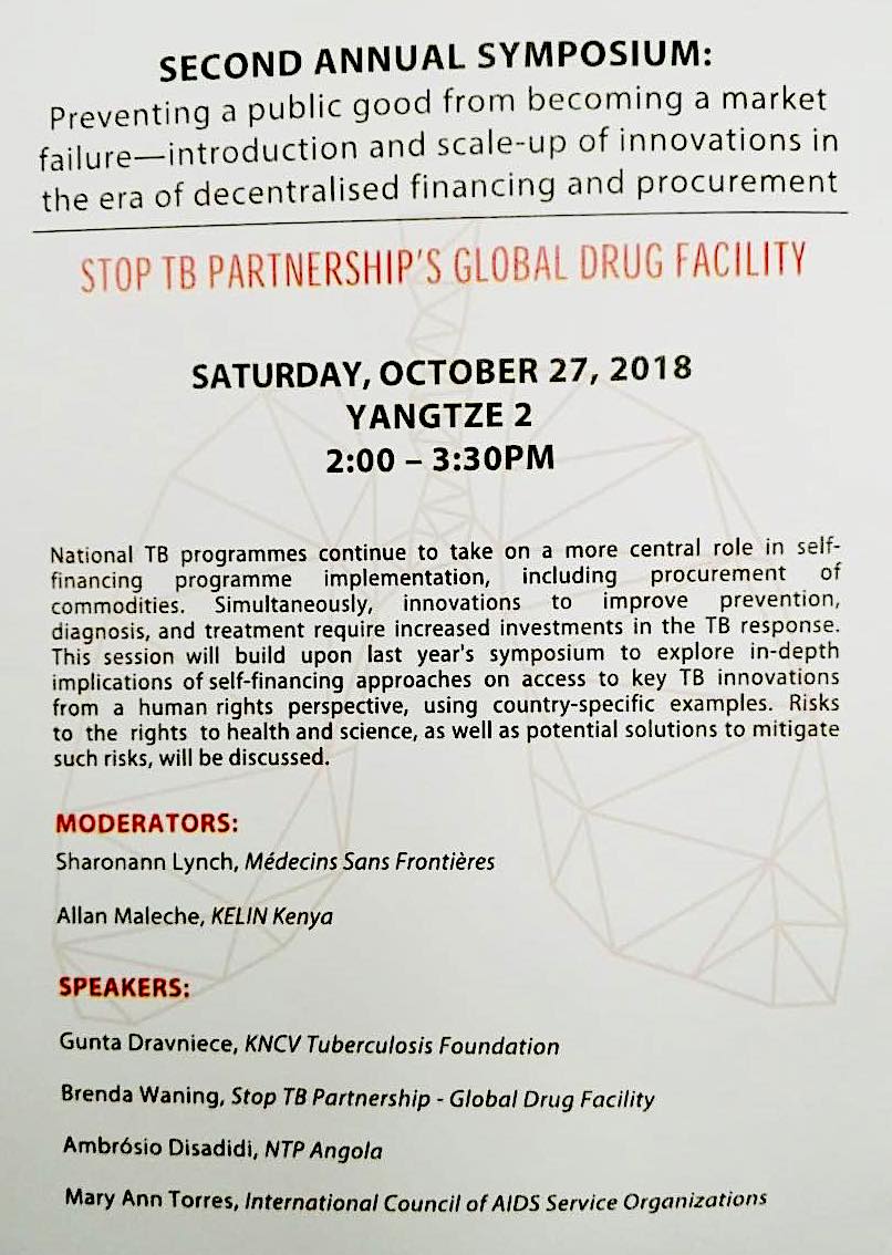 Our Board Member @MalecheAllan, along with @SharonannMSF will be moderating this important session at 2pm today @UnionConference on Preventing a Public Good from becoming a market failure. #UnionConf #TBrights #EndTB