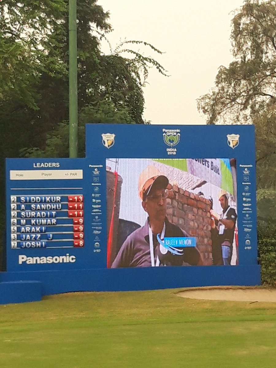 PanasonicIndia's tweet photo. #LeaderboardAlert: @GolfRahman takes the lead with @ajeeteshsandhu closing in. #PanasonicOpenIndia #whereitsAT @asiantourgolf https://t.co/AhiBRGNt5H
