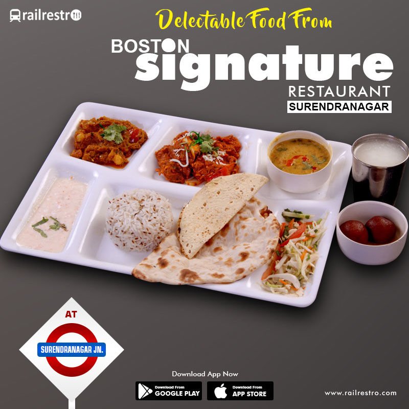 Railrestro's tweet image. #WeekendWow: Order Food From Our New Catering Partner "Boston Signature" @ Surendernagar or if it falls enroute during train journey. Call us for offers and more options at 8102-888-111 or visit railrestro.com.
