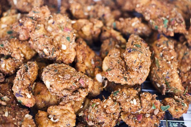 I #warningtastelikechickentofu #nuggets #justputitinyomouth seriously thank you guys you totally pushed up on us tonight and we loved feeding you all...  helped us pay that rent... cheers #behungry #kfcrip #chickenheads #4life