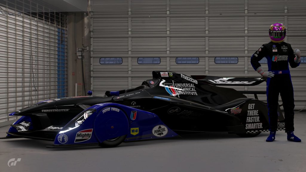 GTP_Dylan_GTP's tweet photo. Check out the new paint! For round 5 of #IRSIndyLights, I'll be driving with Universal Technical Institute as the primary sponsor! #UTI #GTSport #DWSimSports https://t.co/7NzKVfHhlV
