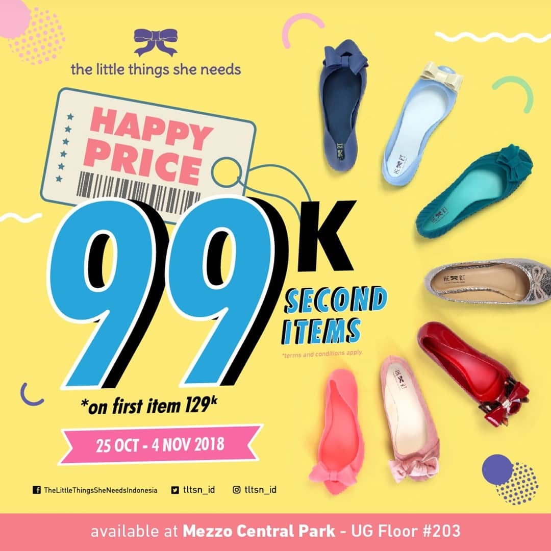 CentralParkMall's tweet photo. Mezzo Promo TLTSN HAPPY PRICE " On first item 129.000 second Items 99.000 periode 25 Okt – 04 Nov 2018.
Available At Mezzo Central Park Mall. Level UG Unit 203
.
.
#CENTRALPARKMALL #cpbuzz #CPSTYLE #cpfashion #tltsn https://t.co/70GMH2QY6B
