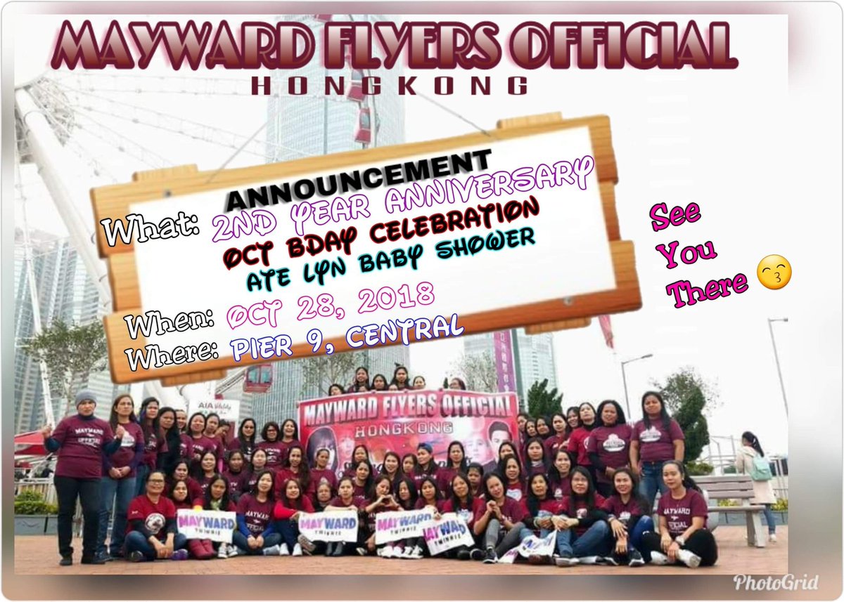 MaywardHongKong's tweet photo. Good day eblibadi...

Sa mga gusto maki join samin bukas pwdeng pwde po kau punta just BRING YOUR OWN BAON to share hahaahahha charooottt...

2nd year Anniversary Celebration+Halloween Party (kuno)
#MayWard HKFlyers Anniv... https://t.co/YmOOgi0peG