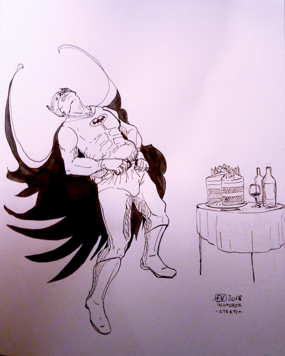 FlorevaF's tweet photo. Prompt of the day : Stretch #Inktober #inktoberworld #Batman #birthday #cake #Superheroes #superhero #winelover #wine @AdobeDrawing @inktober #Inktober2018 #inktoberday26 https://t.co/ay4JnzF5Xd