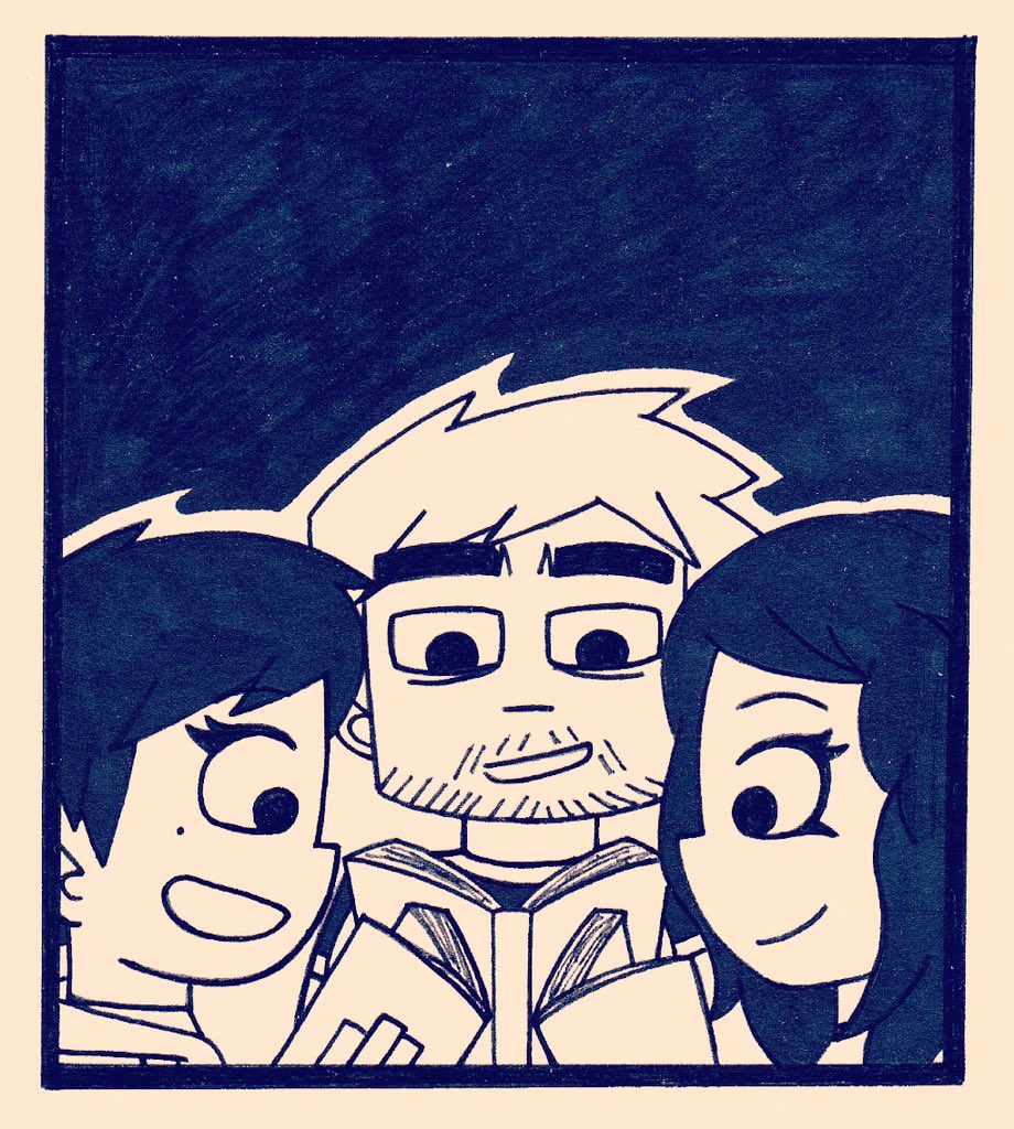 CyanideMySoda's tweet photo. For a uni project I'm finishing up a 2 page comic about Scott Pilgrim in Bryan Lee O'Malley's art style. Here's a panel featuring some of my friends @slightlyghosts @miko_maestra and @teeg97
#comic #foxonfire #scottpilgrim #bryanleeomalley https://t.co/mPHECbttWW