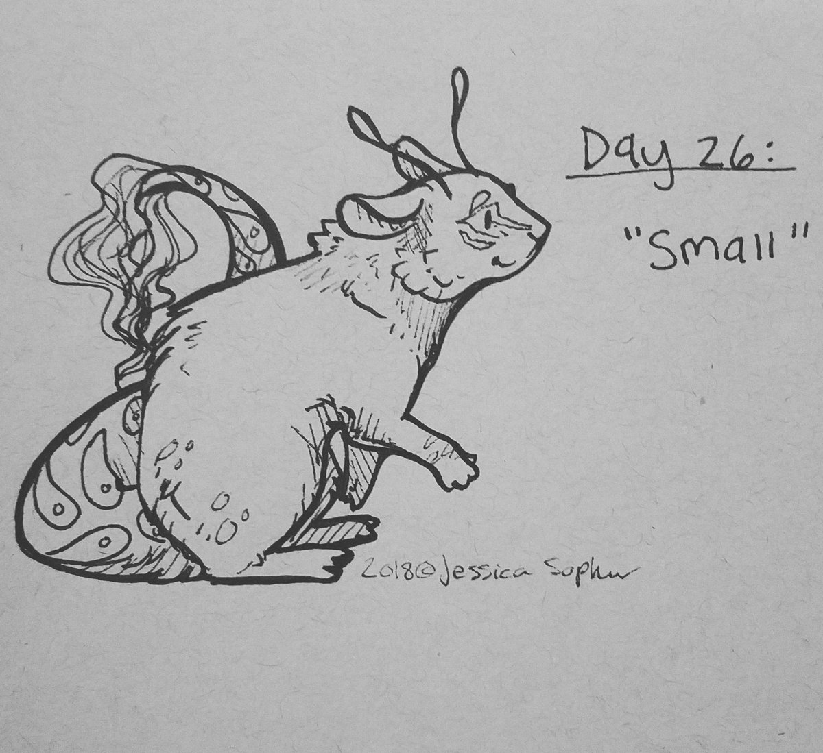 ItsDarlingJess's tweet photo. Day 26 of inktober is here! Todays theme was "small" so I decided to draw my small rodent character!
#inktober #inktober2018 #illustration #traditionalart #day26 #small #rodent #zigpens #art https://t.co/bEtZPzBIm9