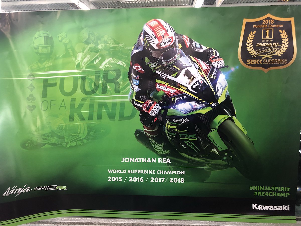 AUTOBANSHIROMA's tweet photo. ポスター届きました😆✨超かっこえぇ〜🤤❤️4連覇!王者 #ジョナサンレイ!!! #kawasaki #カワサキ #WSBK #jonathanrea #fourofakind #NINJASPIRIT #RE4CH4MP #Ninja #アウトバン https://t.co/pm1skXezYy